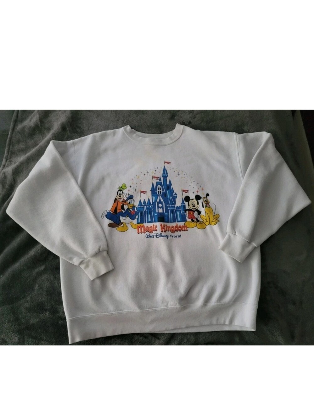 Vintage Walt Disney Sweatshirt White Magic Kingdom Mickey Mouse Double Sided 2XL